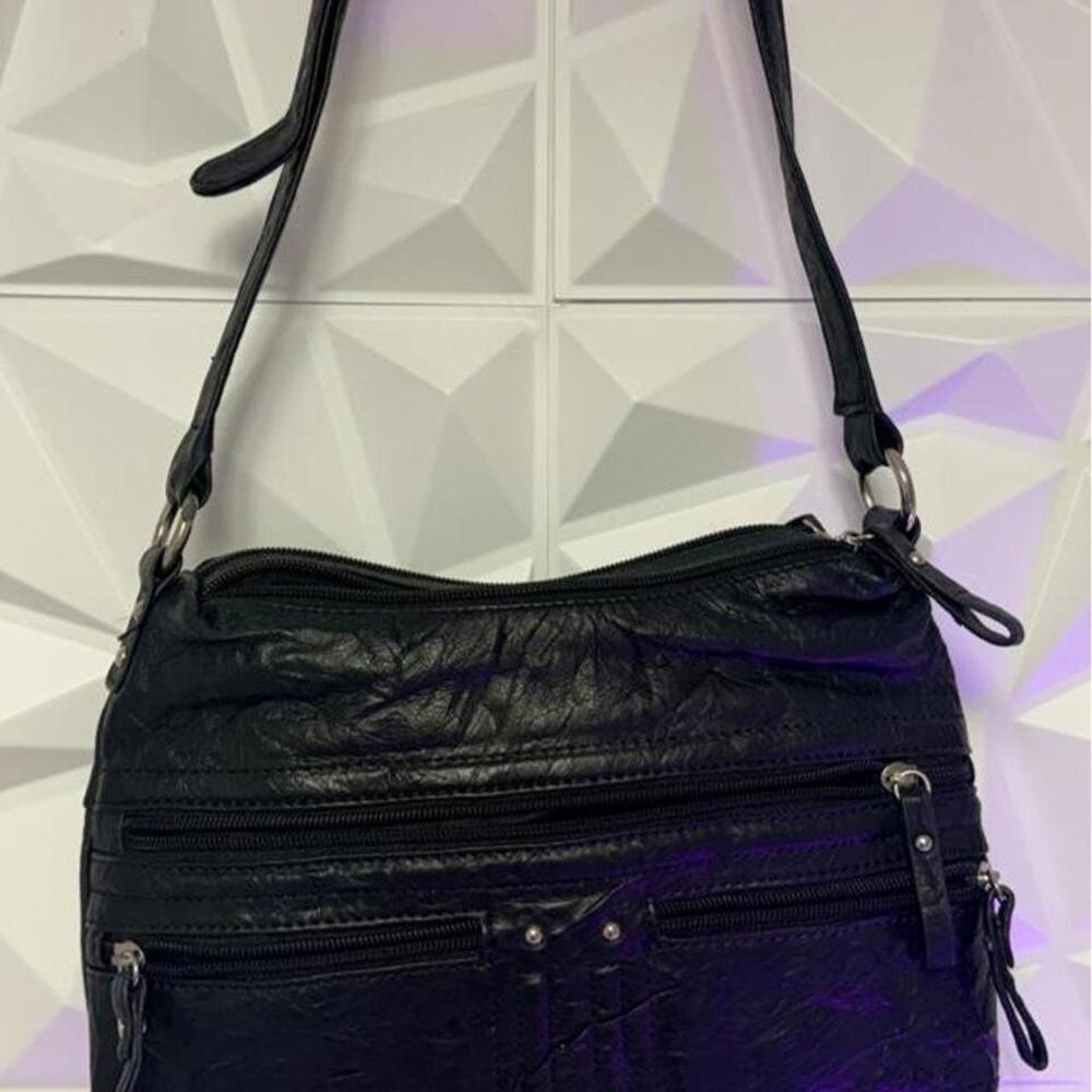 Stone co black faux leather crossbody shoulder